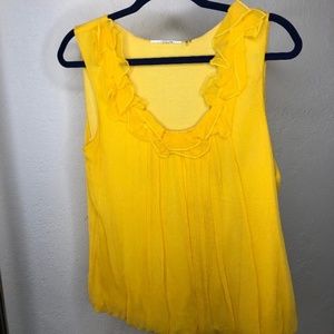 Tahari Yellow Blouse with Ruffles